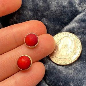 Genuine Coral stud earrings